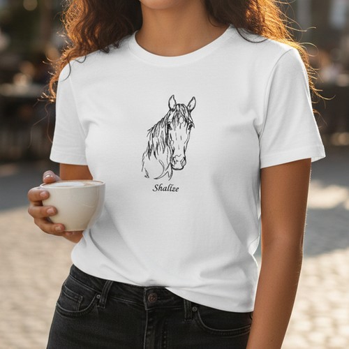 triko s line art výšivkou