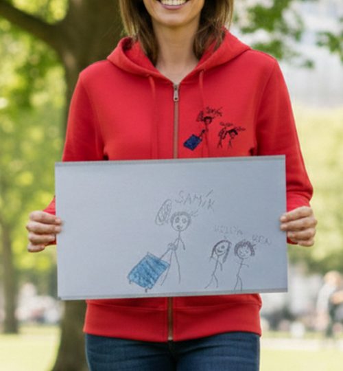 mikina s výšivkou podle dětské kresby
