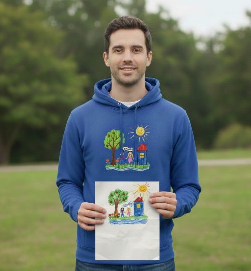 mikina panska s detskou kresbou